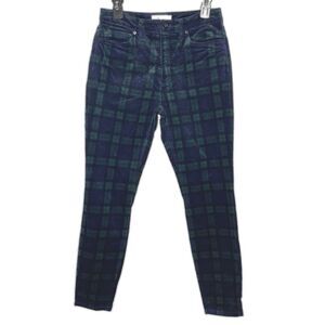 VINEYARD VINES Pants Blackwatch Plaid Velvet Ankle Stretch Womens 6 Blue Green